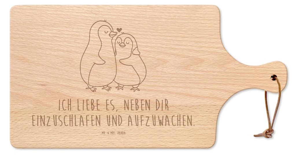 Mr. & Mrs. Panda Holzbrett Pinguine Einschlafen - Transparent - Geschenk, Schneidebrett, Hackbrett, für Frauen, Freund, brett holz, Freundin, holz...