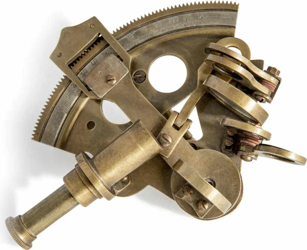 Sextant de poche miniature en métal de style ancien pour vitrine