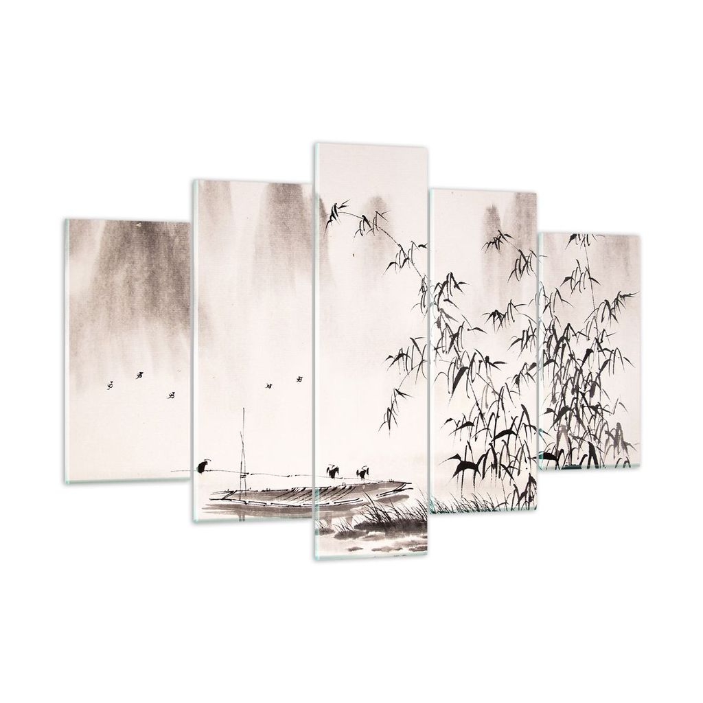Bilder auf glas - Bambus schwarz China - 150x100cm - Glasbilder - Wandbilder - Kunstdruck - zum Aufhängen bereit - Wanddekoration aus Glas - Glas ...