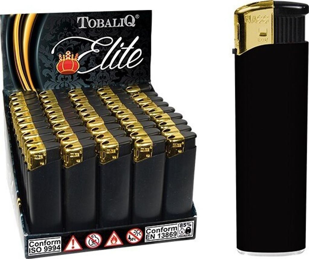 10er Elektronik Feuerzeug Schwarz Gold Gummiert Produktbild 