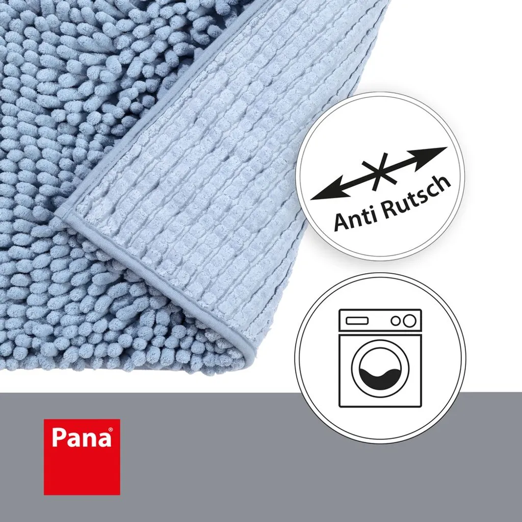 Tapis de Douche Absorbant en Chenille Bleu - Microfibre Douce 45x45cm - 3