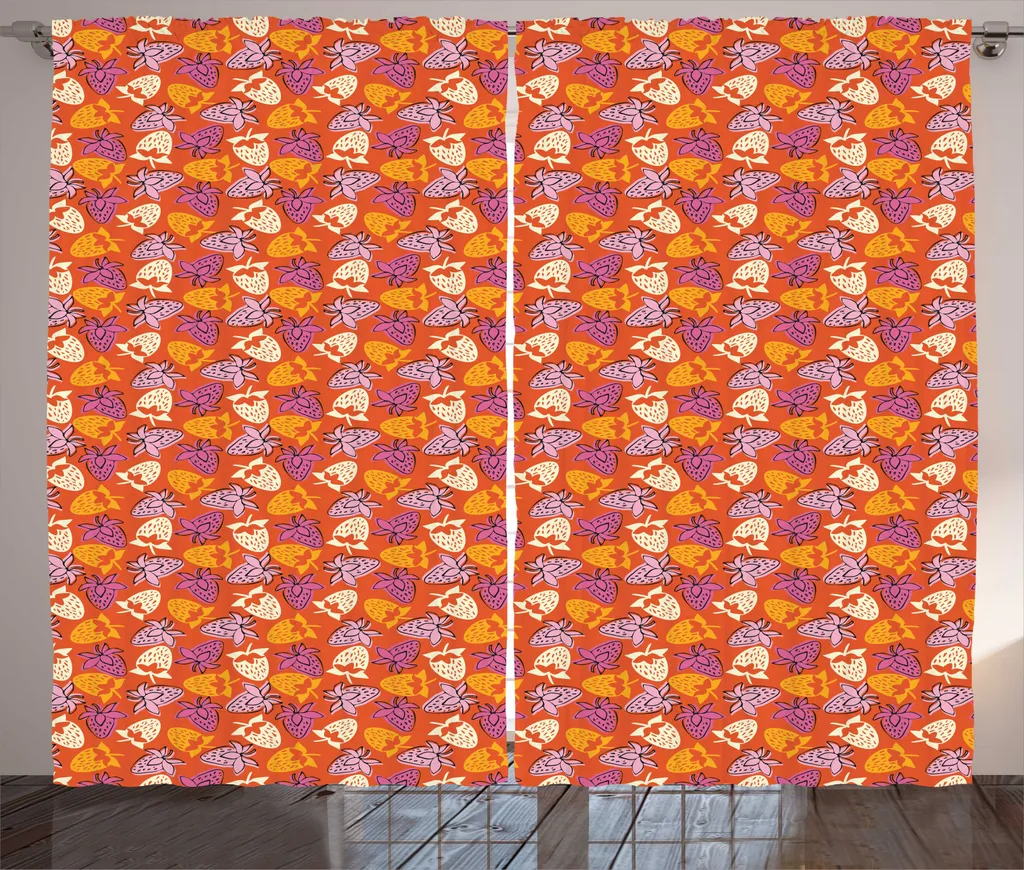 Tenda Rustica Motivo Fragole ABAKUHAUS 280x245 - Colore Arancio Corallo