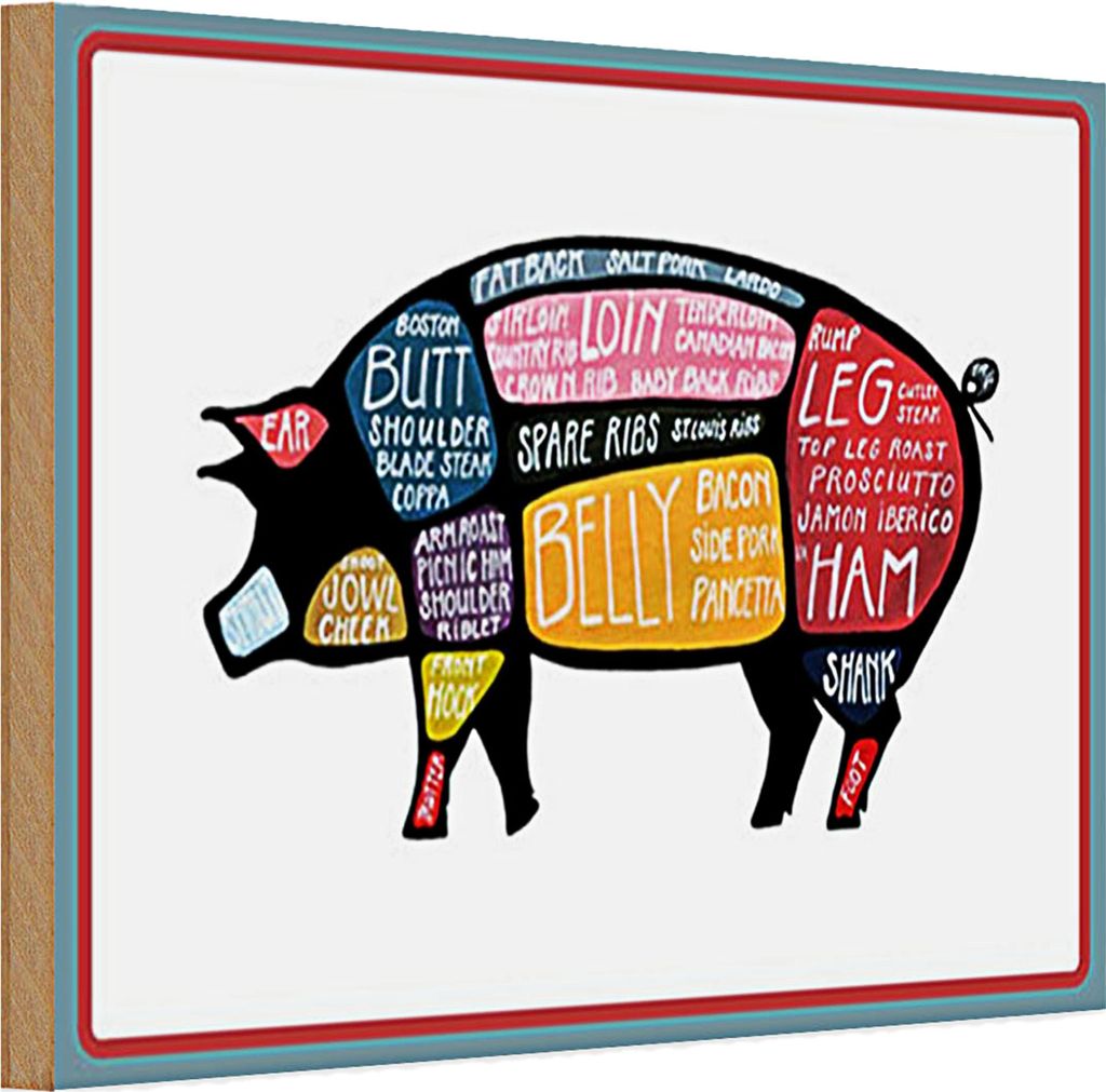 Holzschild Metzger 30x20cm Shwein cuts Pork Fleisch