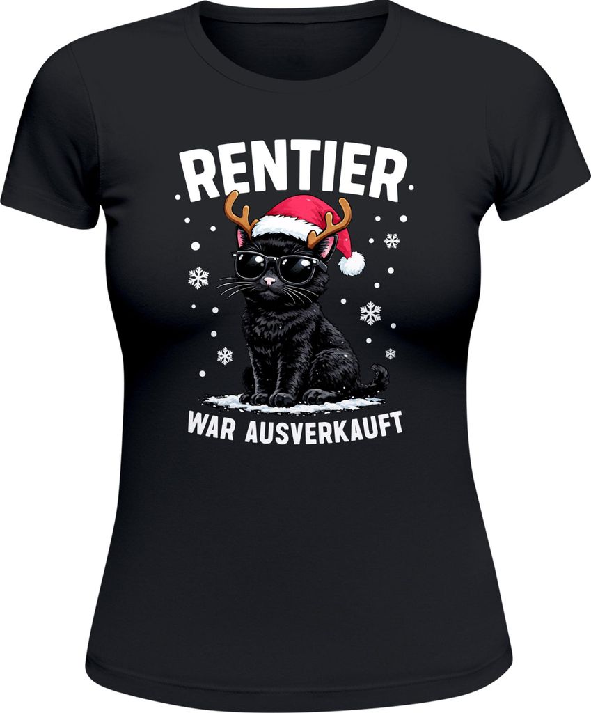 Weihnachtsshirt Damen Rentier Spruch Lustig Weihnachtstiere Santamütze XMAS Weihnachtsoutfit Frauen Moonworks