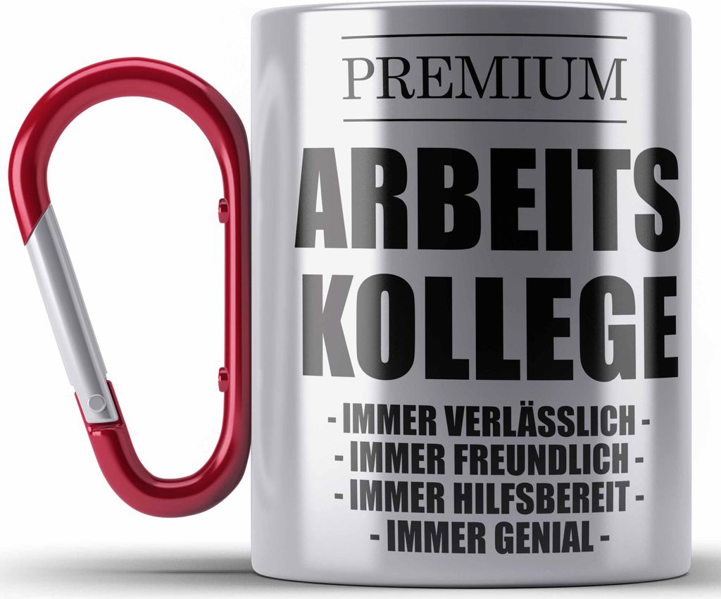 Trendation - Lieblingskollege Premium Kollege Lustige Edelstahl Tasse Karabiner für Kollege zum Geburtstag als Geschenk mit Sprüchen (Rot)