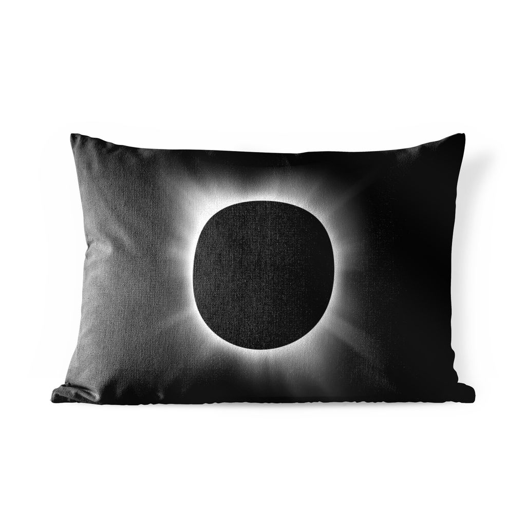 MuchoWow Outdoor Kissen - Eine Illustration einer Sonnenfinsternis mit silbernem Schein - 50x30 cm - Wetterfest - Lounge Kissen - Sofa kissen - W...
