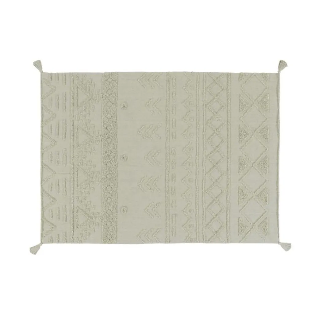Tapis en pièces Tribu Olive 140x200 cm - Design Ethnique Vert Olive