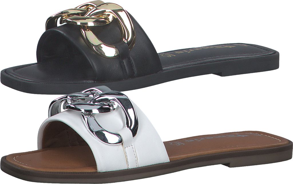 Tamaris Damen Schuhe Pantoletten Clogs Leder 1-27119-28, Größe:37 EU, Farbe:Schwarz