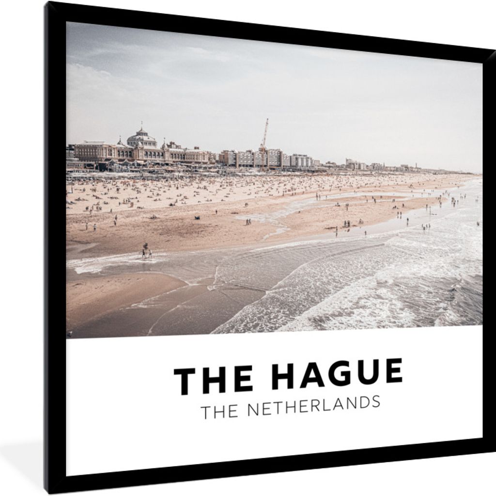 MuchoWow Gerahmtes Poster Den Haag - Niederlande - Strand 40x40 cm - Poster mit Schwarzem Bilderrahmen Wandposter Rahmen Foto Bilder - Mit Rahmen...