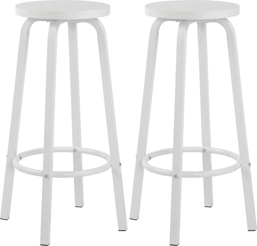 Tabourets de bar blancs gain de place 72 cm pour petits espaces, lot de 2