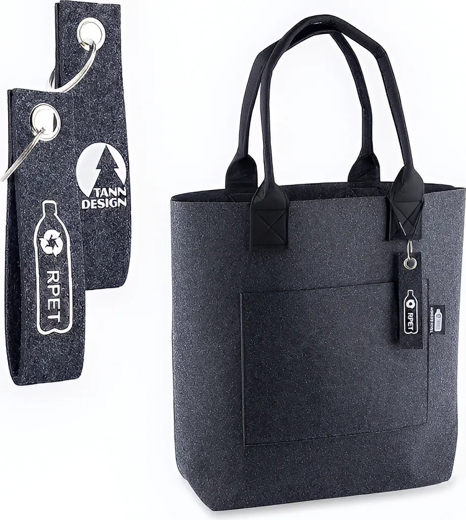 Sac Shopper Gris 21L : Fini le Désordre avec son Porte-clés en Feutre PET