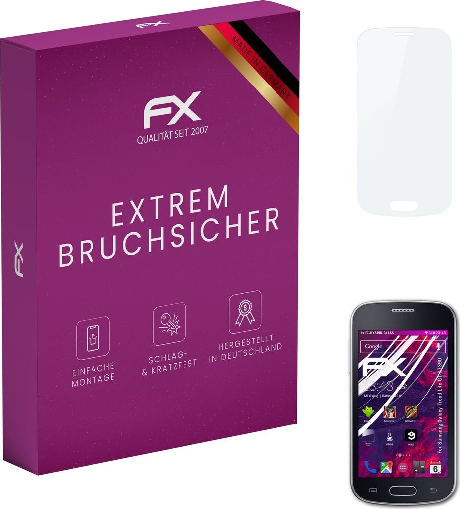 atFoliX FX-Hybrid-Glass Displayfolie kompatibel mit Samsung Galaxy Trend Lite (GT-S7390) Glasfolie