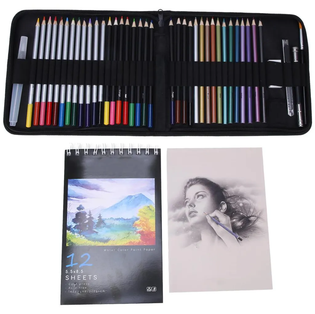 Crayons de couleur incassables et sac de transport zippé pour l'école 44