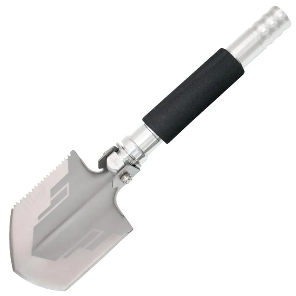 Pelle de survie robuste avec lame dentelée et manche antidérapant 60cm