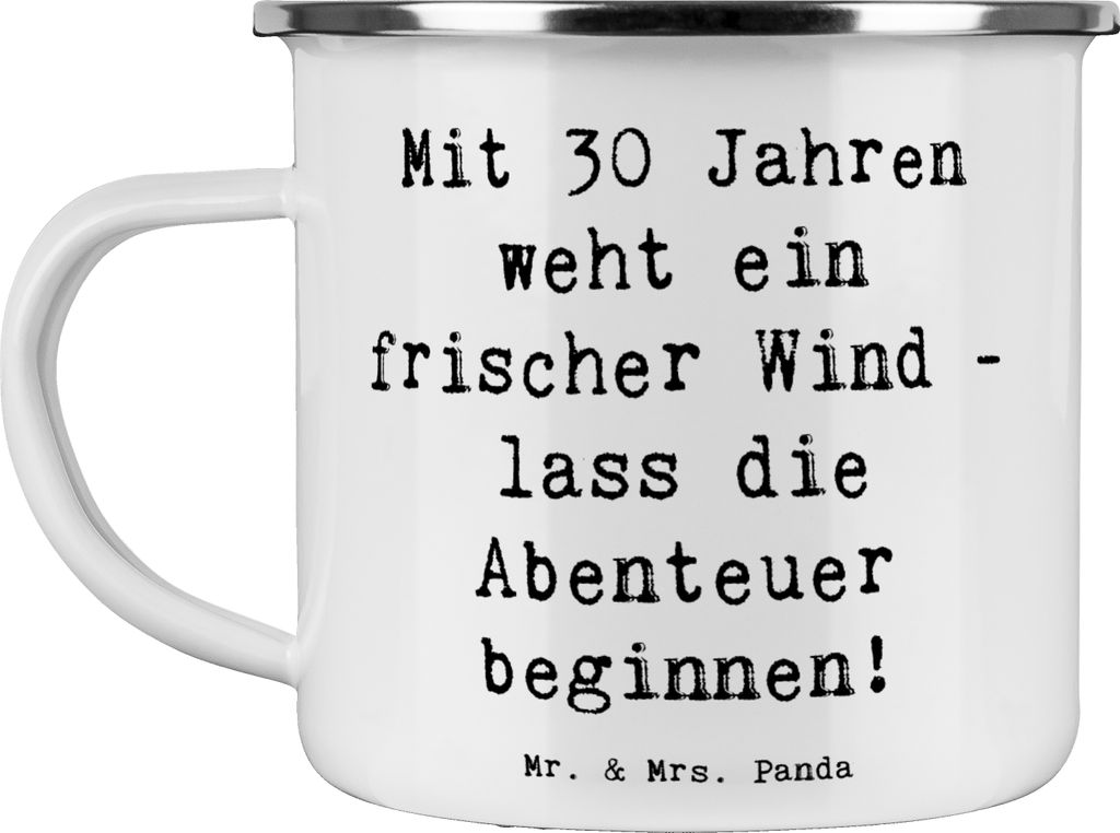 Mr. & Mrs. Panda Pott Spruch 30. Geburtstag Abenteuer - Weiß - Geschenk, Emaille Becher, dreißigster, Happy Birthday, Teetasse, Geburtstagsglück...