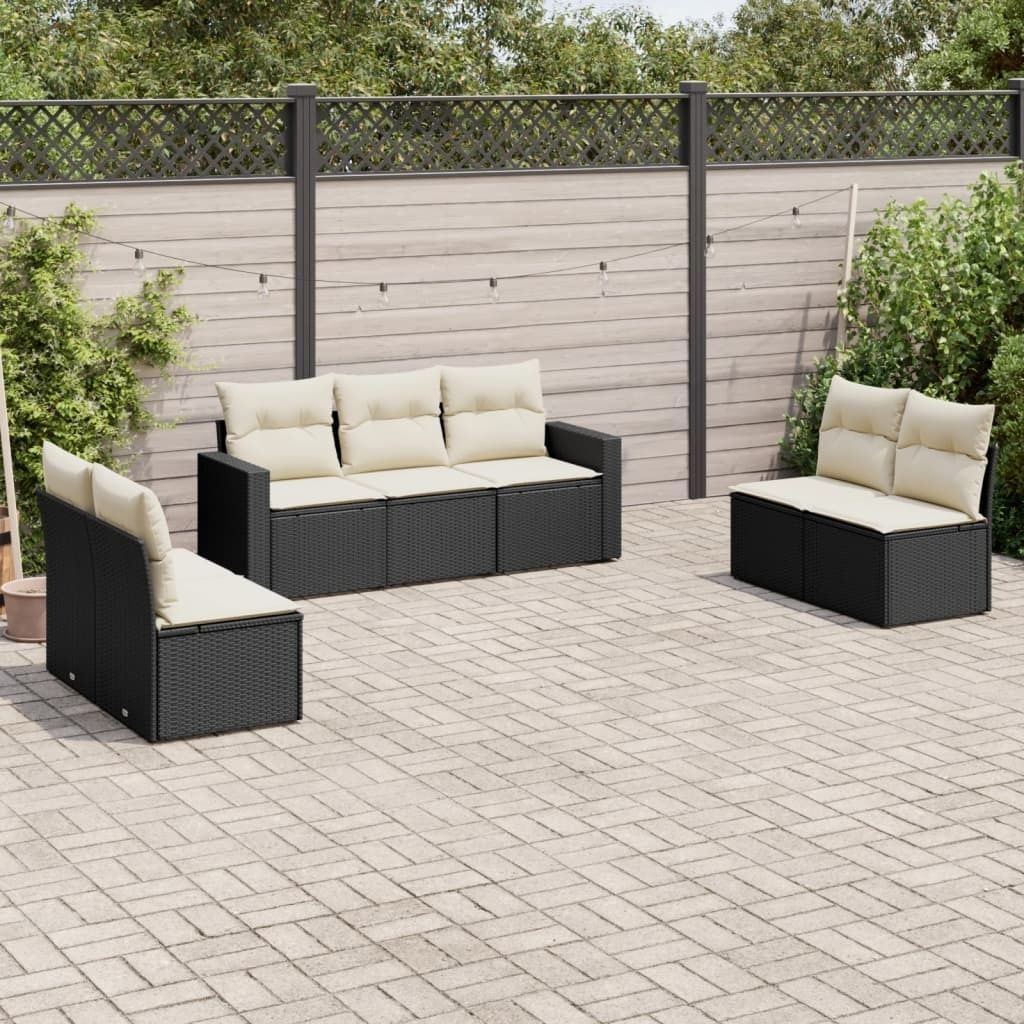 Maison Exclusive - 7-tlg. Garten-Sofagarnitur mit Kissen Schwarz Poly Rattan
