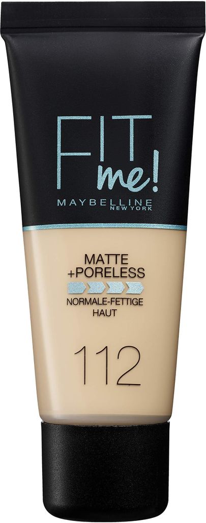 Maybelline Fit Me! Foundation Matte + Poreless Flüssiges Make Up mit mattierender Wirkung 112 Soft Beige 30 ml