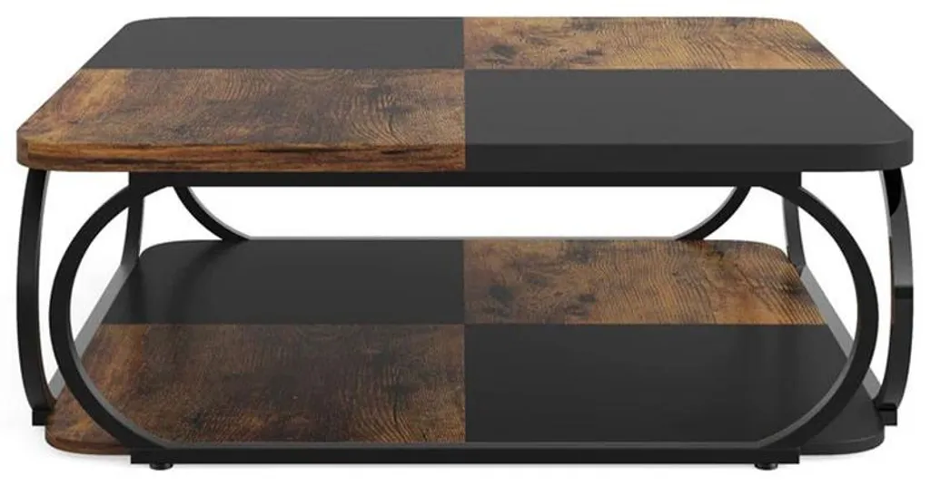 Table basse pour salon 94 cm bicolore noir et marron HOGA-C0844 chic