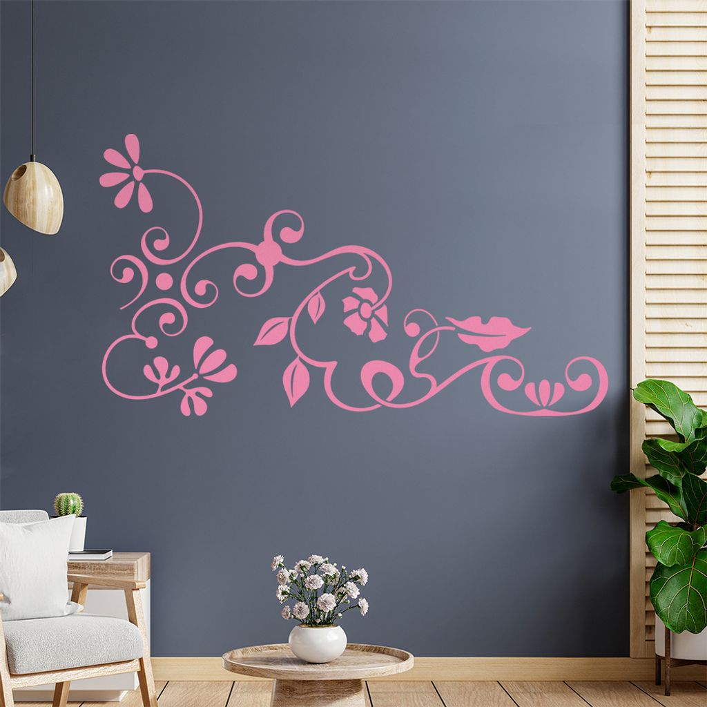 Eckeornament -Blüten - Tribal Wandtattoo in 6 Größen - Wandaufkleber Wall Sticker - Dekoration, Küche, Wohnzimmer, Schlafzimmer, Badezimmer