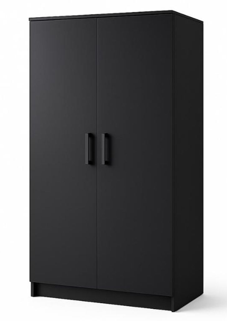 Kleiderschrank 2-türig  – 90 cm Schwarz Produktbild 