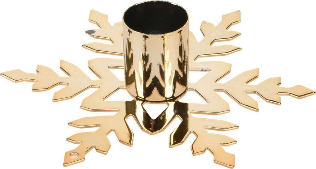 Portacandele natalizio Fiocco di neve 11,5x11,5x2,9cm, oro Immagine del prodotto 