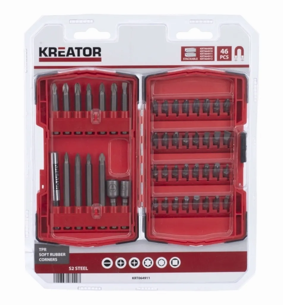 KREATOR KRT064911 - Jeu d'embouts de vissage 46pcs avec coffret robuste