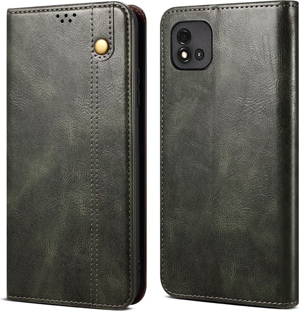 Realme C20 Hülle, Leder Flip Brieftasche Schutzhülle für OPPO Realme C20 Grün