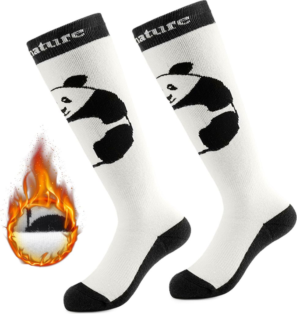 Qunature 1 paar Skisocken Kinder Thermosocken Winter Kniestrümpfe Wintersocken Weiß, S(25-28)