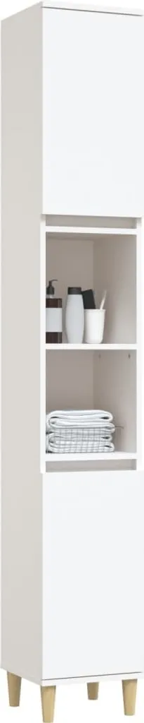 Armoire de salle de bain blanc 30x30x190 cm en bois composite robuste