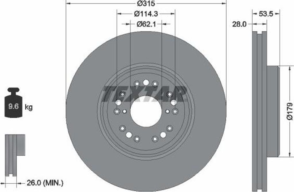 TEXTAR 92173803 Bremsscheibe OE 4351250130 kompatibel mit LS