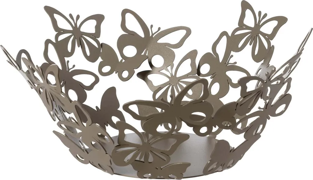 Centre de table beige en fer ajouré Farfalloso 31 cm style romantique