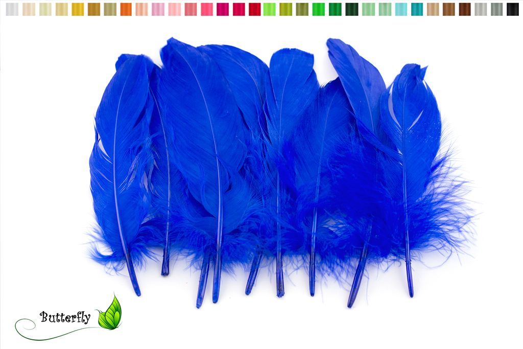 10 Gänsefedern 15-20cm, Farbauswahl:blau 352 / königsblau / royalblau