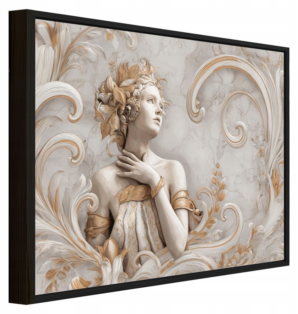 Bilder mit Rahmen Frau Marmor Abstraktion - 120x80 cm - Wandbilder Wohnzimmer Schlafzimmer - Leinwand Bilder mit Rahmen Beige - PPR15968O20