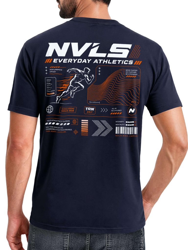 Herren T-Shirt Backprint - Sport Design Everyday Athletics - Baumwollshirt Männer Fashion Streetstyle Slim Fit Neverless