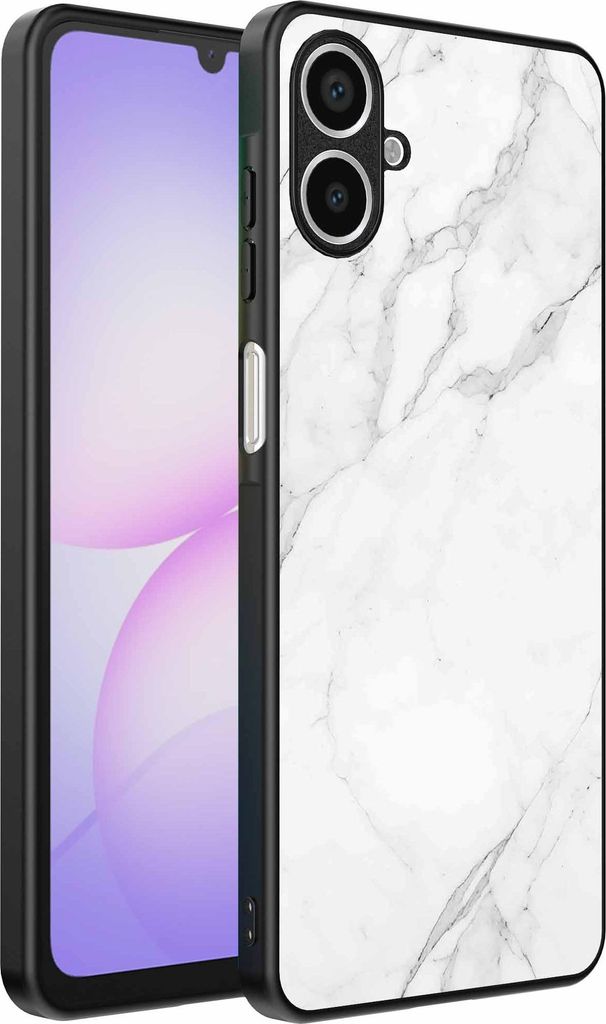 Geeignet für Samsung Galaxy A07 Telefon Fall mit weißen Marmor Print - TPU Backcover Fall weiß Marmor Design - schwarz - Smartphonica