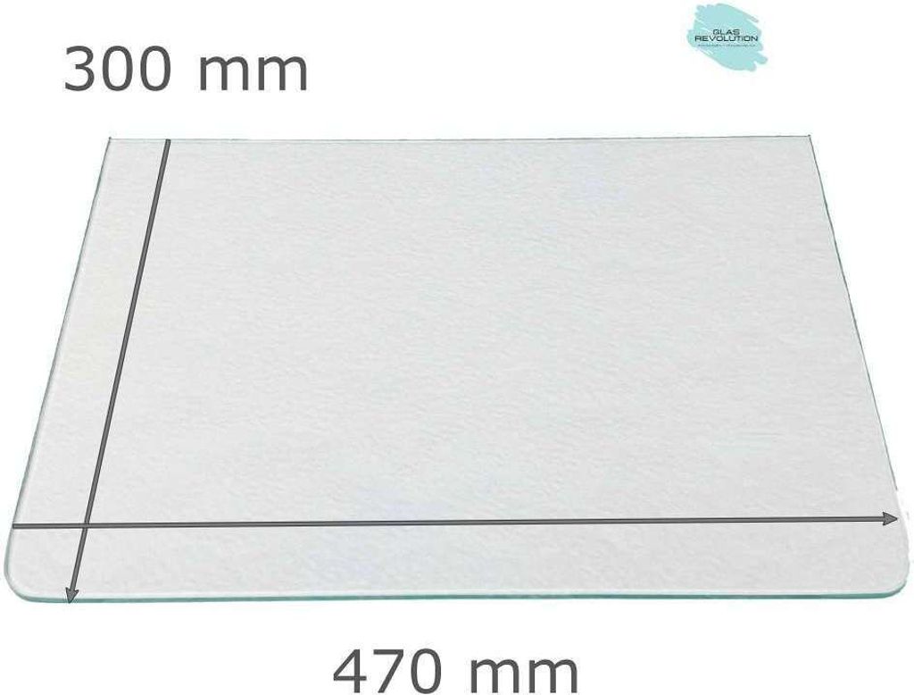 Kühlschrank Einlegeboden - Strukturglas Kathedral 4 mm - 2 abgerundete Ecken - 470 mm x 300 mm - (89,96 EUR / qm - Mindestbfl. 0,25 qm - Kantenb 5...