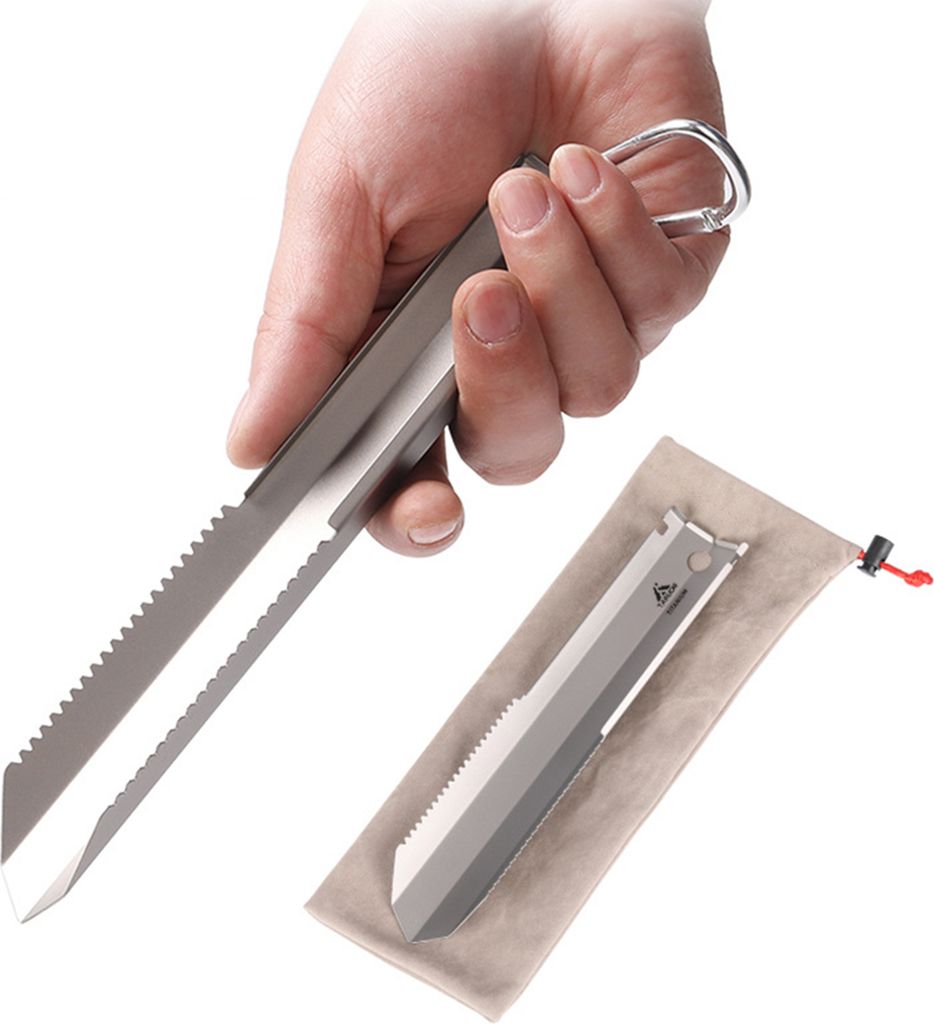 Titanium Garden Hand gezackte Schaufel Outdoor Camping Wandern Backpacking Kelle mit Clip