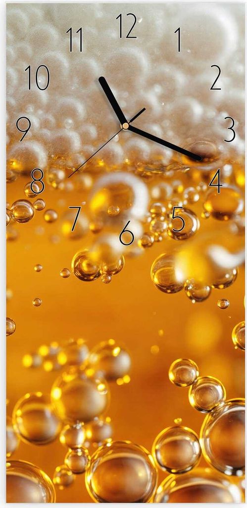 Wanduhr aus Glas mit Motiv Sprudelnde Blasen- 30 x 60 cm - inkl. Aufhängesystem