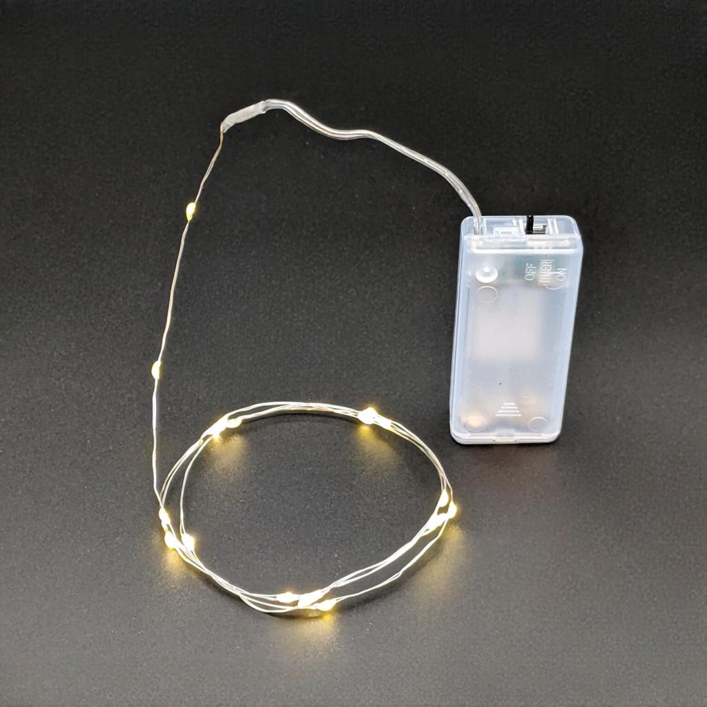 LED Silberdraht Batterielichterkette 20 LEDs 95 cm warmweiß Produktbild 