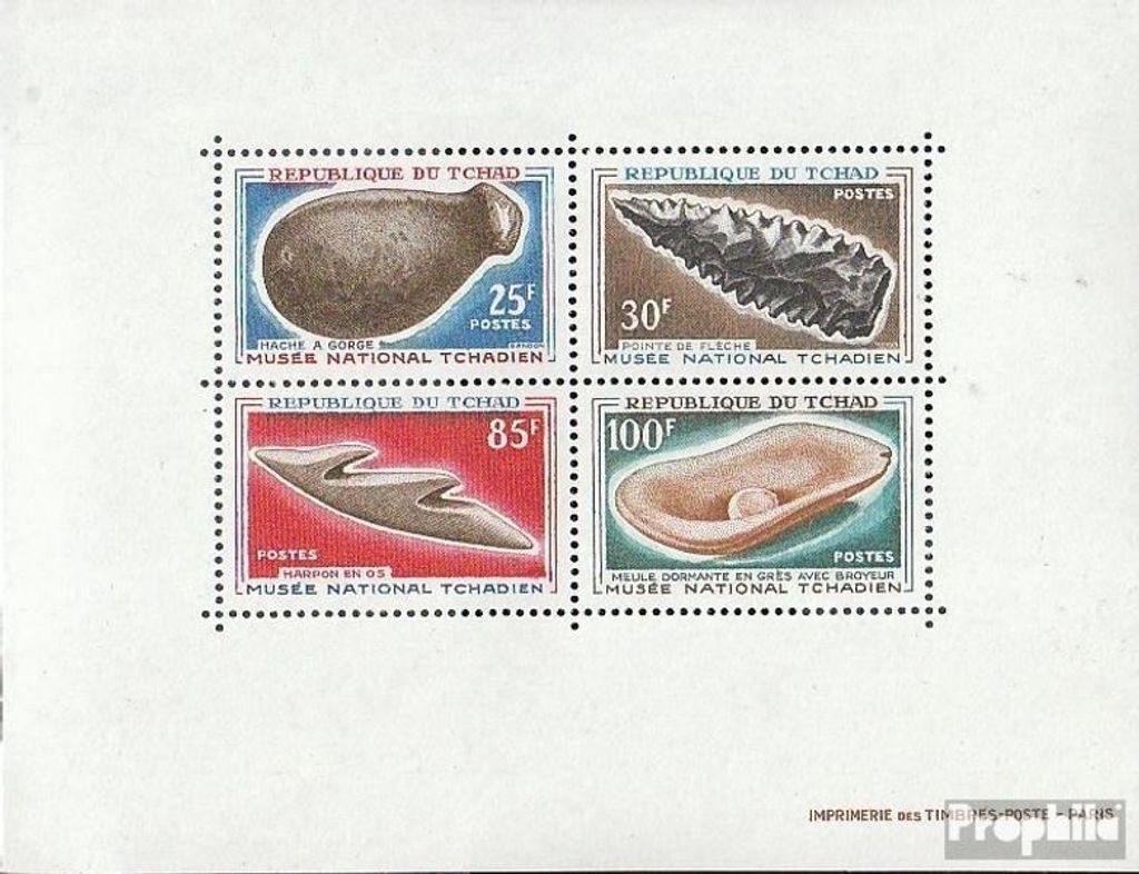 Briefmarken Tschad 1966 Mi Block3 (kompl.Ausg.) postfrisch Prähistorisches Werkzeug