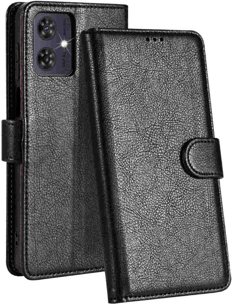 Per Motorola Moto G54 Smart Mobile Phone Case Nero Pelle Immagine del prodotto 