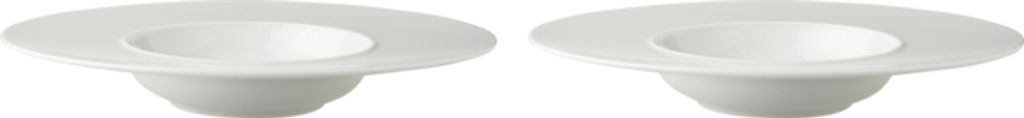 2 x palmer White Delight Galaxy Teller tief im Set, Porzellan, Ø 30 cm, weiß glänzend, breiter Rand , modern futuristisch, für Suppe, Pasta, De...