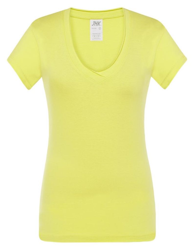 JHK - "Sicilia" T-Shirt für Damen, V-Ausschnitt LT4416 (S) (Pistazie)
