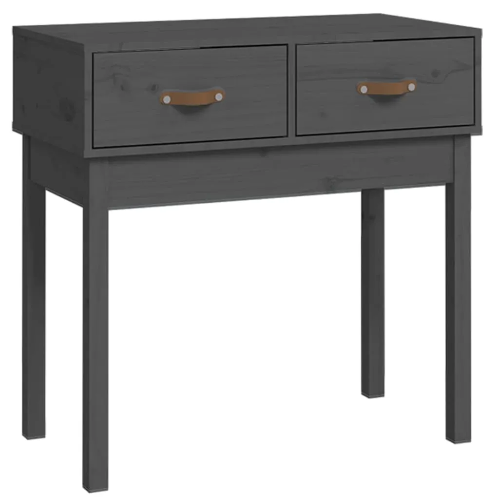 Tavolo consolle grigio 76,5x40x75 cm in legno di pino massiccio