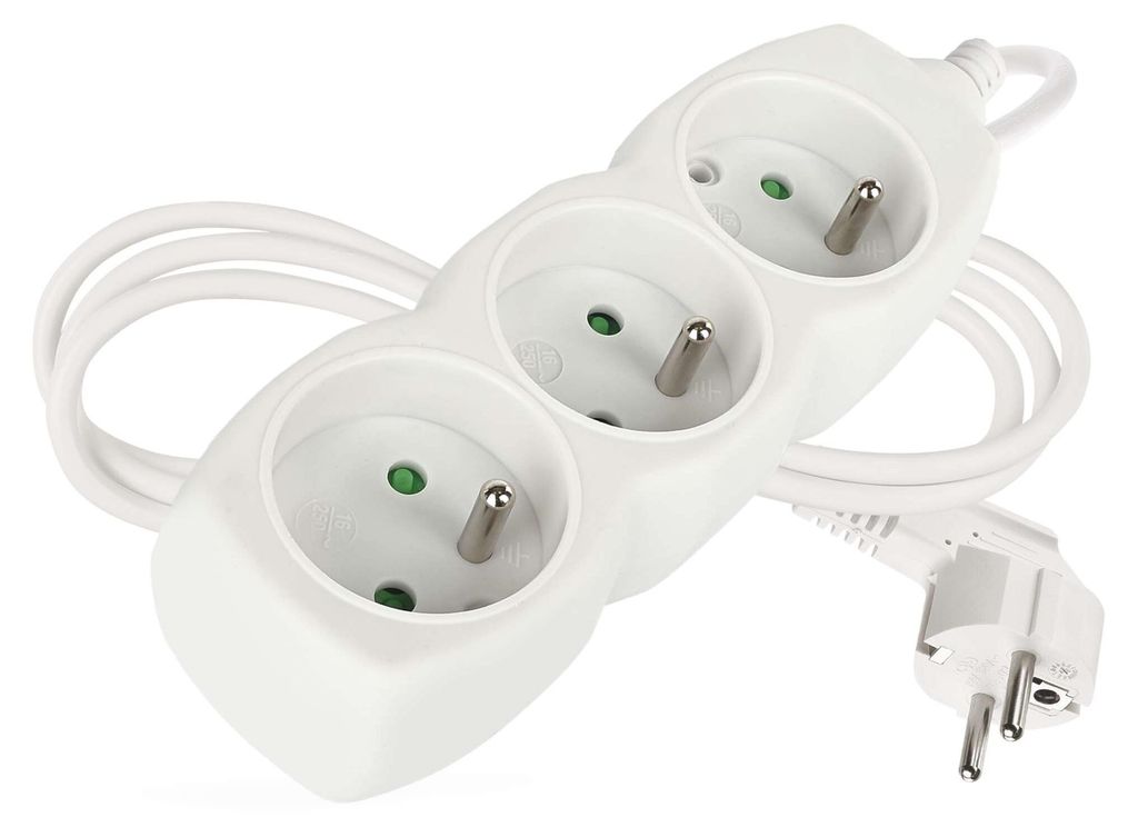 Prodlužovací kabel 1,5 m / 3 zásuvky / bílý / PVC / 1 mm2