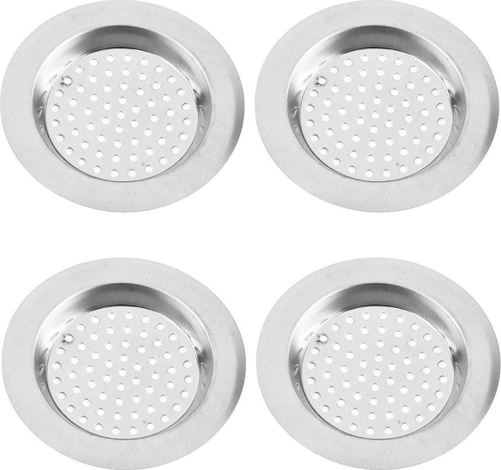 Duschablaufsieb aus Edelstahl (4er-Set) für Waschbecken, Badezimmer und Küchen