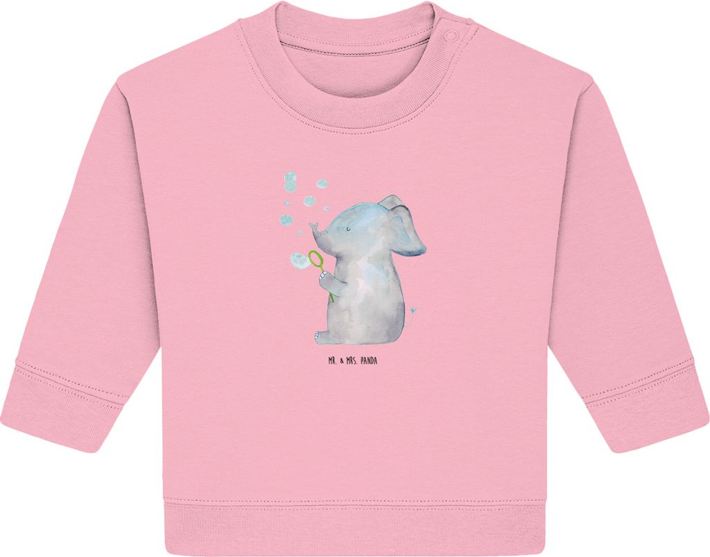 Mr. & Mrs. Panda Organic Baby Pullover Elefant Seifenblasen 6. - 12. Monat - Baumwolle Pink - Geschenk, Liebe, Heimat, Lustige Sprüche, Elefanten,...