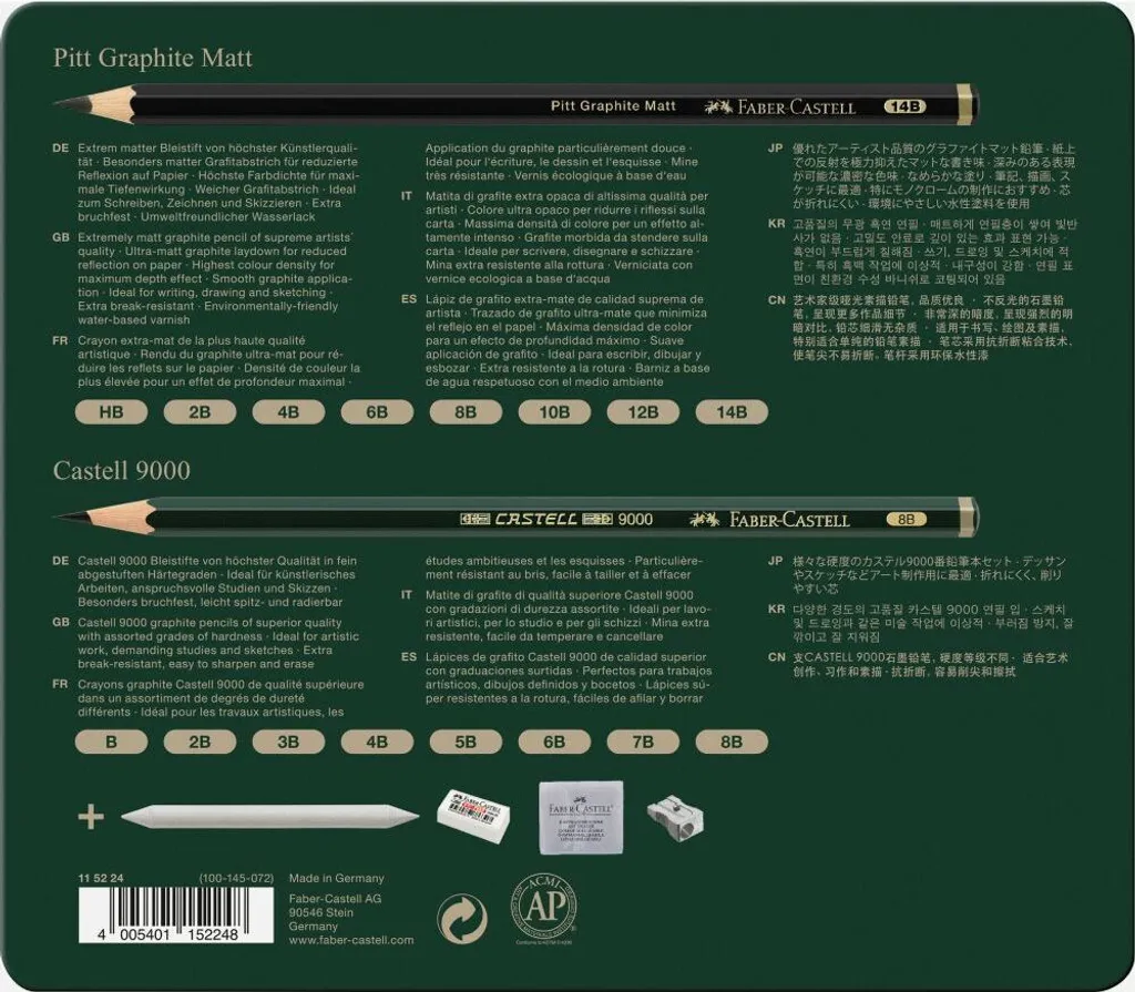 Faber-Castell 115224 Set Pitt Graphite Matt: Matite Disegno Professionale