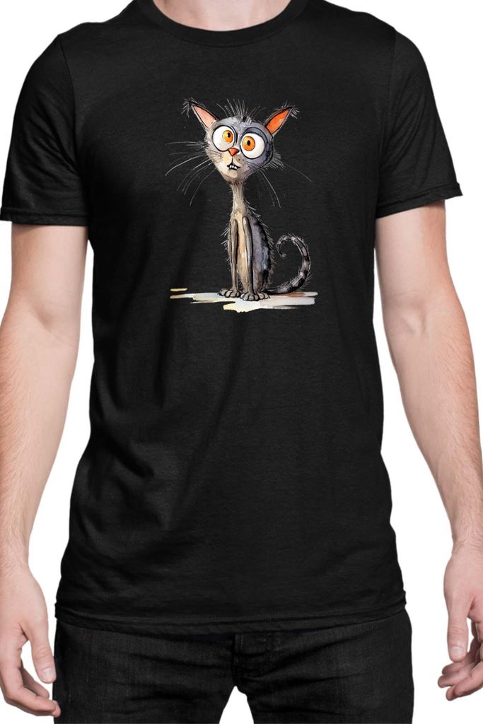 Herren T-Shirt Funny Cats Breeds Oriental Shorthair Cat, Man L / Schwarz