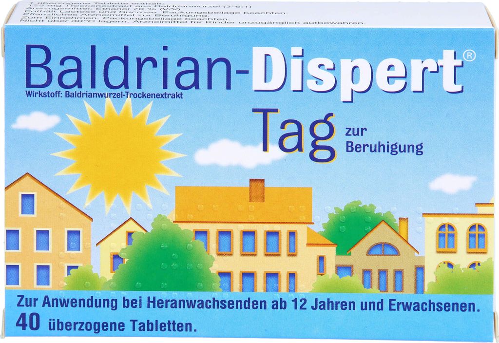 Baldrian-Dispert Tag Tabletten zur Beruhigung, 40 St. Tabletten